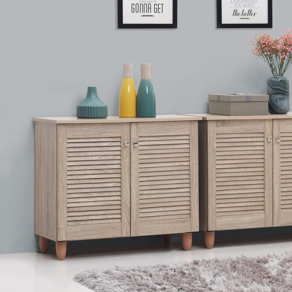 2-Door Sonoma Oak Shoe Cabinet – Storage for Up to 10 Pairs