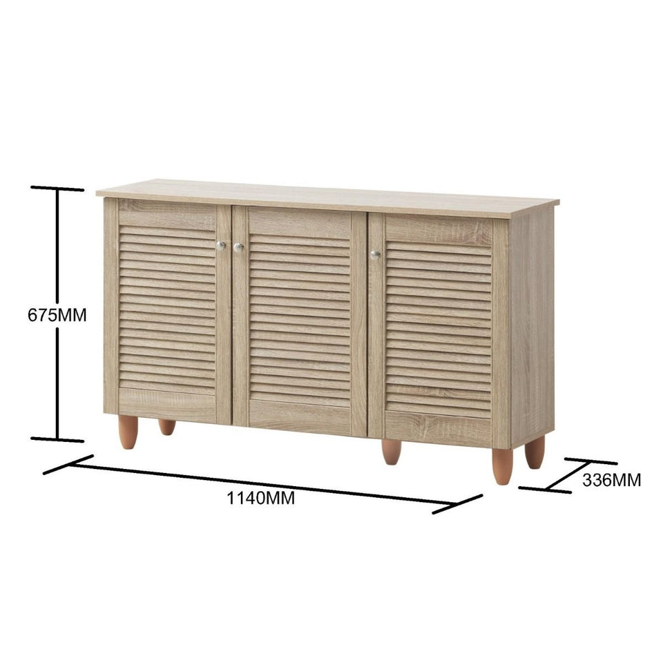 3-Door Sonoma Oak Shoe Cabinet – Storage for Up to 15 Pairs