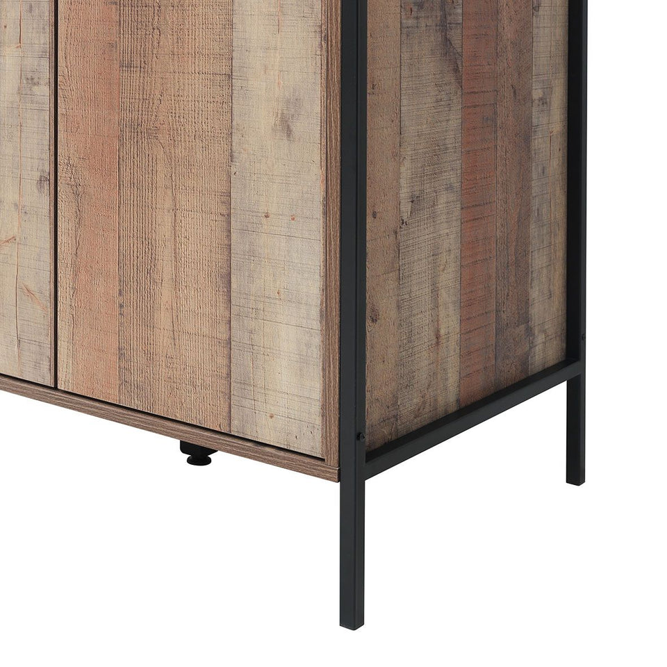 2 Door Wardrobe with Shelving Rustic Storage, Hanging Cupboard, Bedroom Furniture