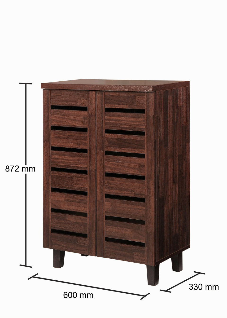 Dirty Oak 2-Door Shoe Cabinet – Stores Up to 10 Pairs with Fixed Shelves