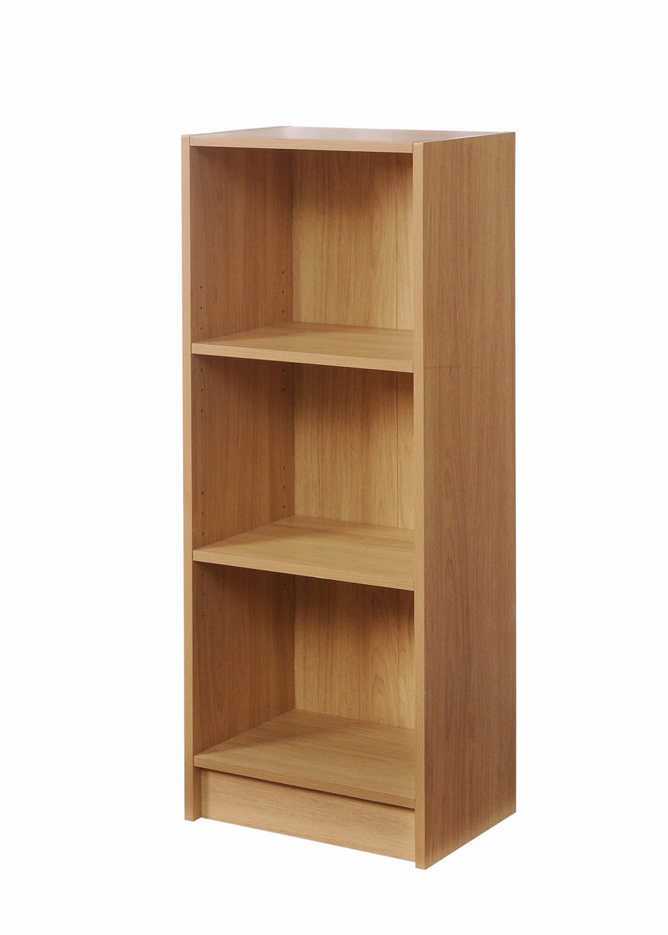 Medium Narrow Oak Bookcase with 3 Adjustable Shelves – Slim Storage Unit