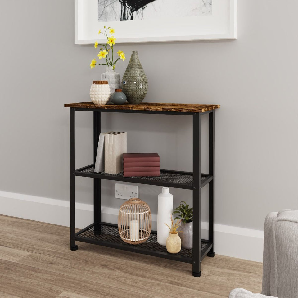 Rustic Wooden Shoe Rack Stand with Mesh Shelves – Holds 6–8 Pairs