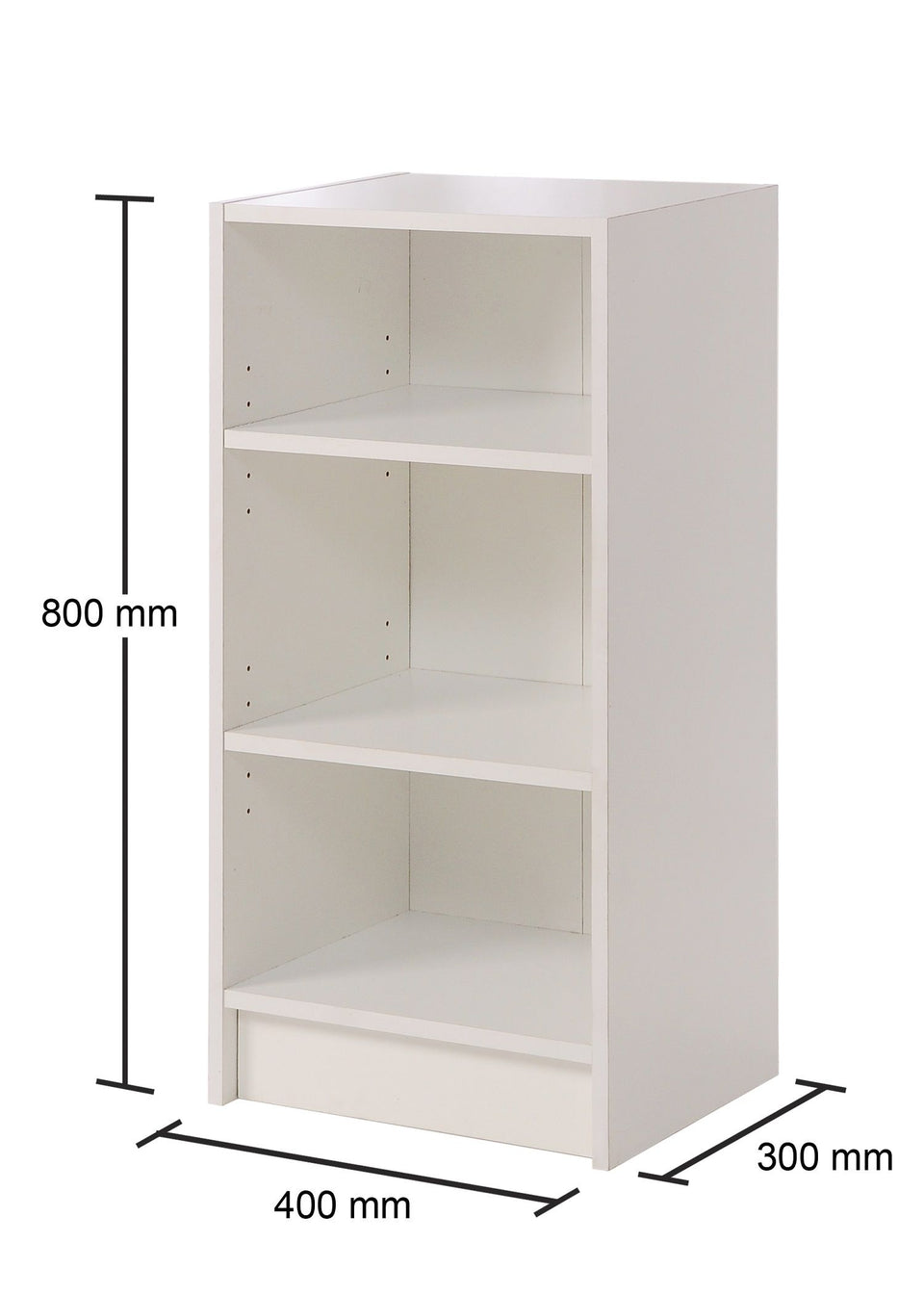 Narrow White Bookcase with 3 Adjustable Shelves – Modern Storage Unit