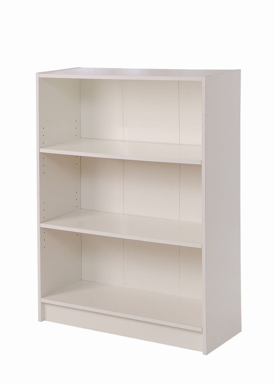 Low Wide White Bookcase with 3 Adjustable Shelves – Modern Storage Unit