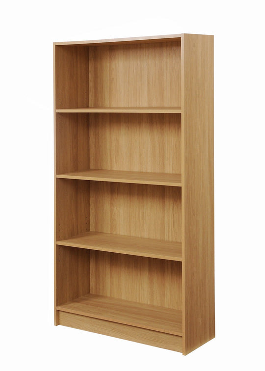 Tall Oak Bookcase with 4 Adjustable Shelves – Modern Home Storage