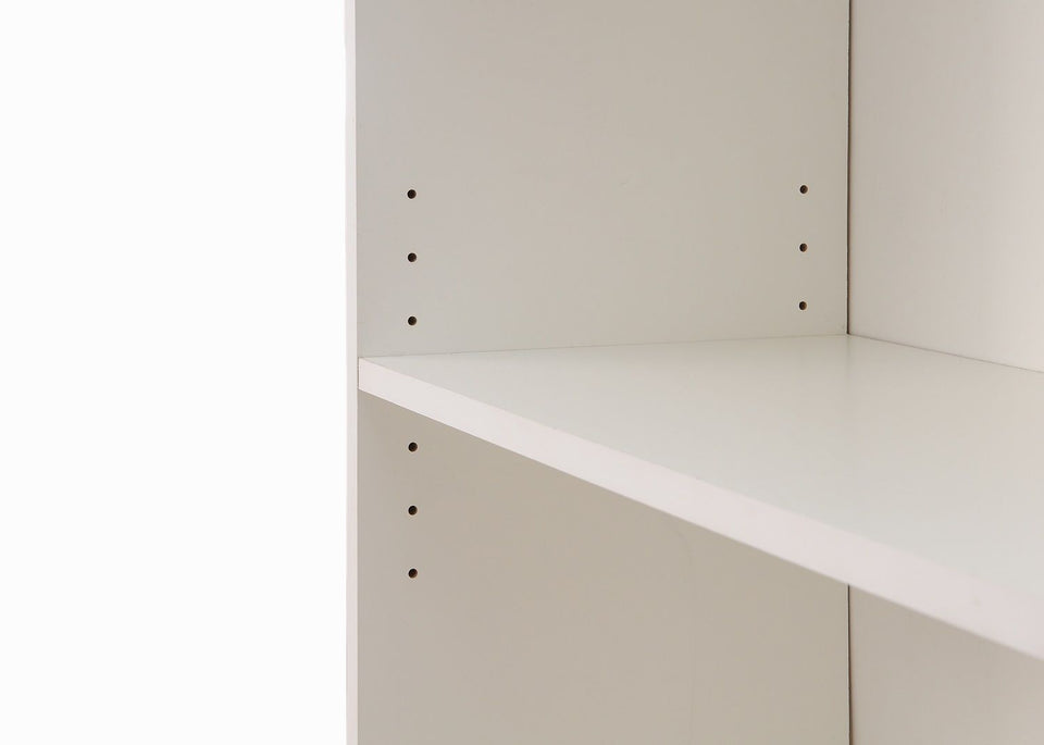 Tall White Bookcase with 4-Tier Adjustable Bookshelf Shelving – Storage Unit for Living Room or Home Office