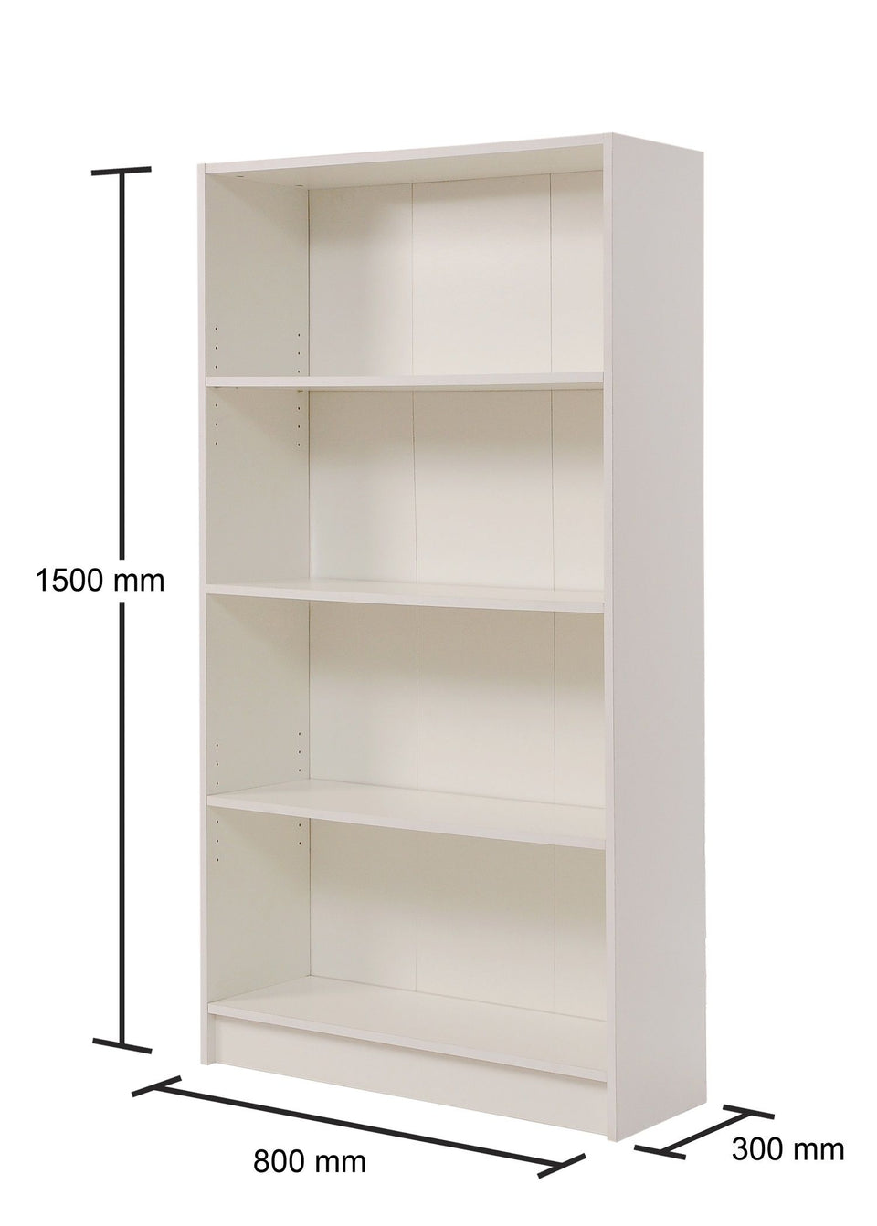 Tall White Bookcase with 4-Tier Adjustable Bookshelf Shelving – Storage Unit for Living Room or Home Office