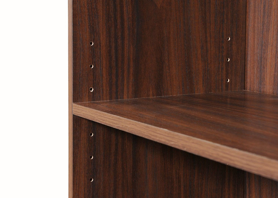 Tall Walnut Bookcase with 4 Adjustable Shelves – Modern Home Storage