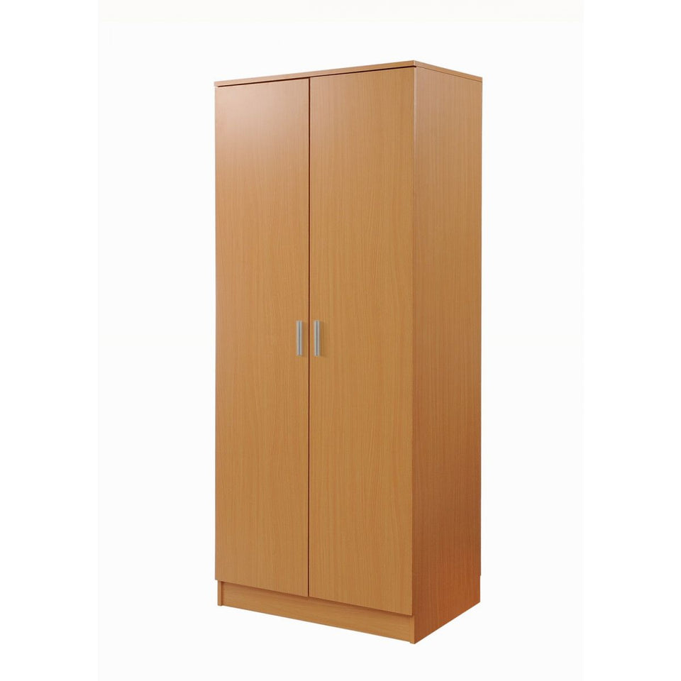 2 Door Wardrobe Storage Hanging Door Cupboard Hanging Rail and 1 interior Shelf