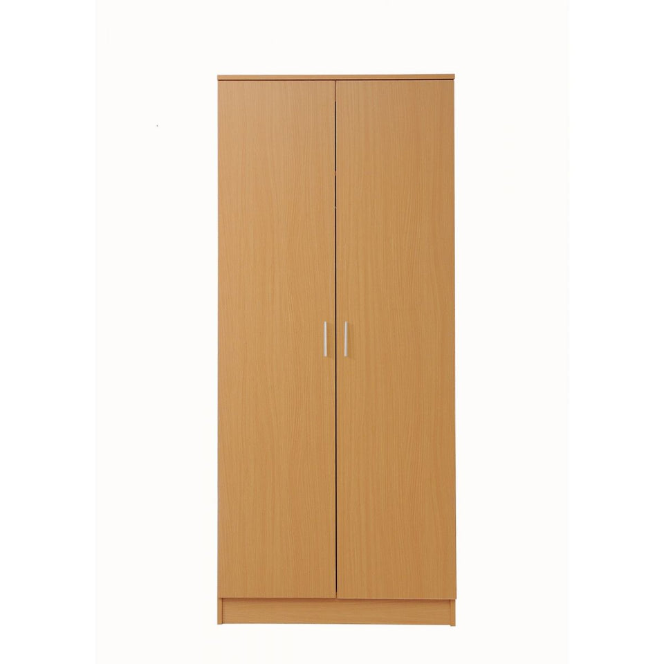2 Door Wardrobe Storage Hanging Door Cupboard Hanging Rail and 1 interior Shelf