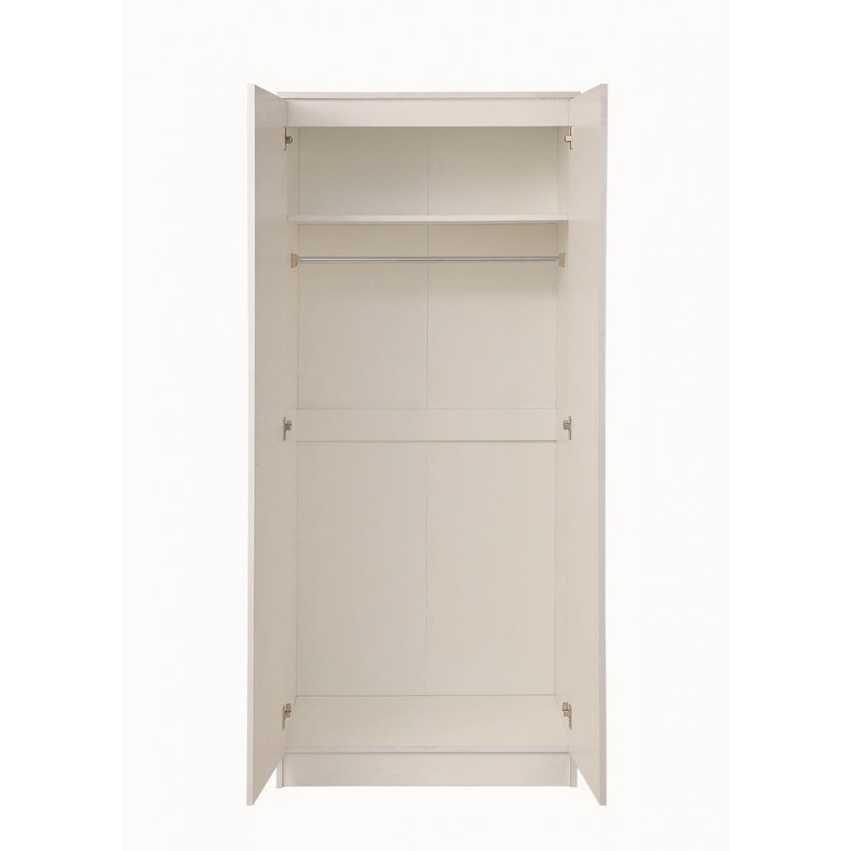2 Door Wardrobe Storage Hanging Door Cupboard Hanging Rail and 1 interior Shelf