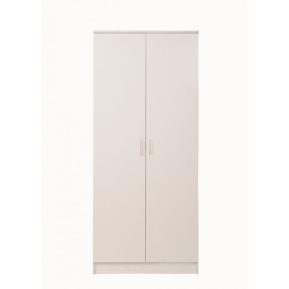 2 Door Wardrobe Storage Hanging Door Cupboard Hanging Rail and 1 interior Shelf