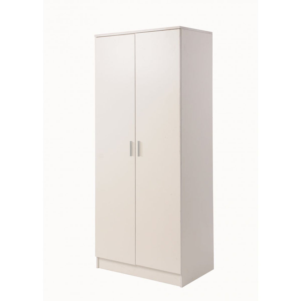 2 Door Wardrobe Storage Hanging Door Cupboard Hanging Rail and 1 interior Shelf