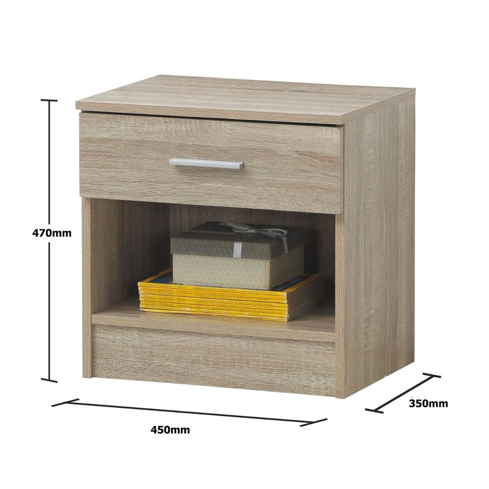 3 Piece Bedroom Furniture Set Wardrobe Bedside Cabinet Chest of Drawers in Stylish Finishes