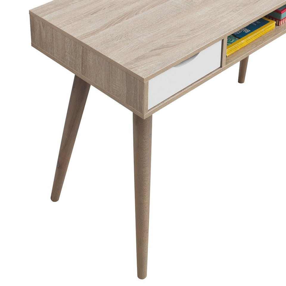 Sonoma Oak Home Office Desk with 2 Drawers – Scandinavian Style