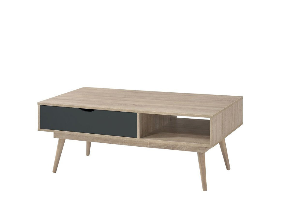 Sonoma Oak Coffee Table with 1 Drawer & 1 Shelf – Wide Tabletop Storage