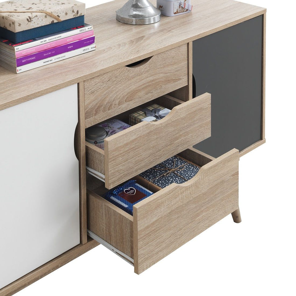 Modern Sideboard Cabinet with 2 Doors & 3 Drawers – Sonoma Oak