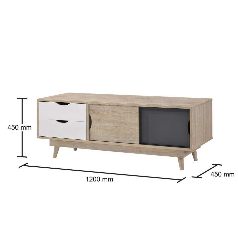 Modern TV Stand Cabinet with 2 Doors & 2 Drawers – Sonoma Oak