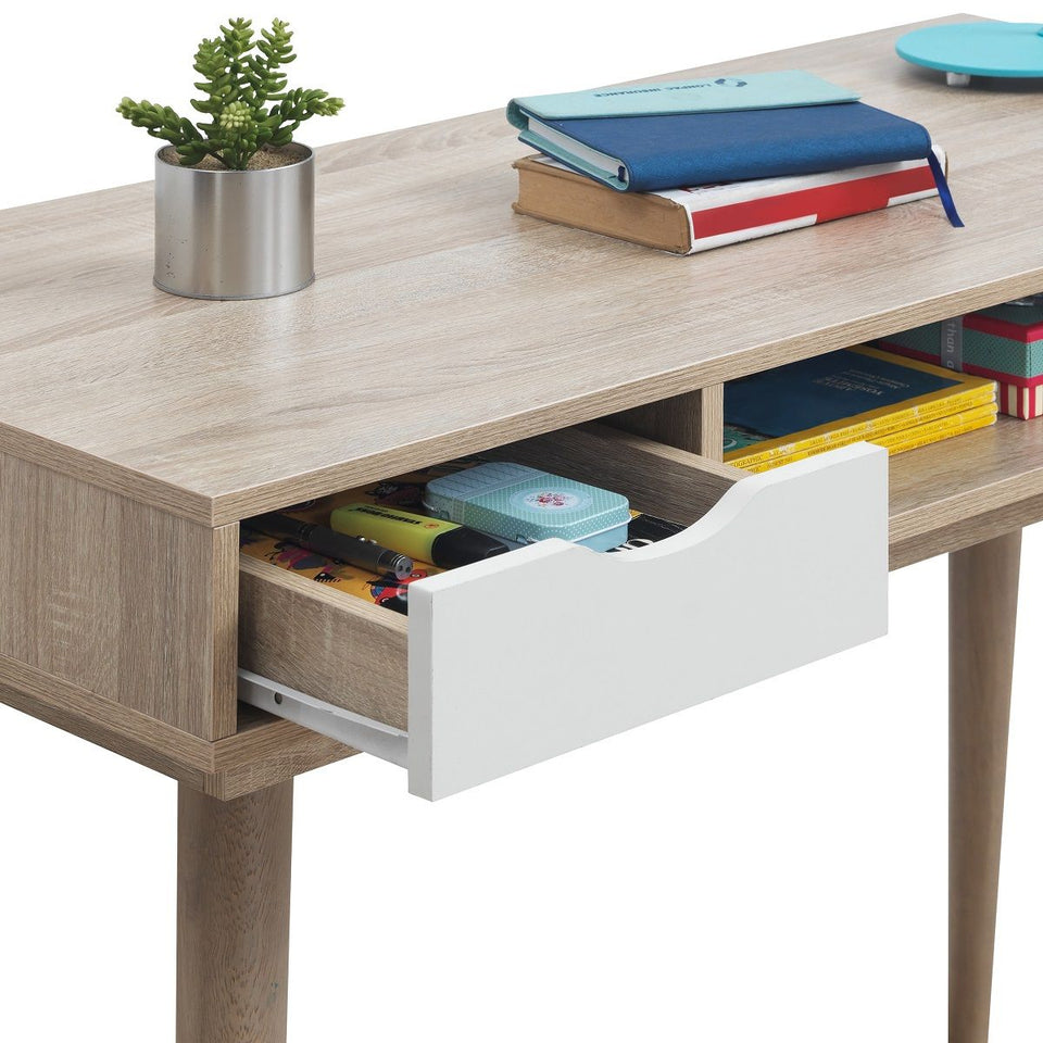 Modern Home Office Desk with 2 Drawers – Sonoma Oak Finish