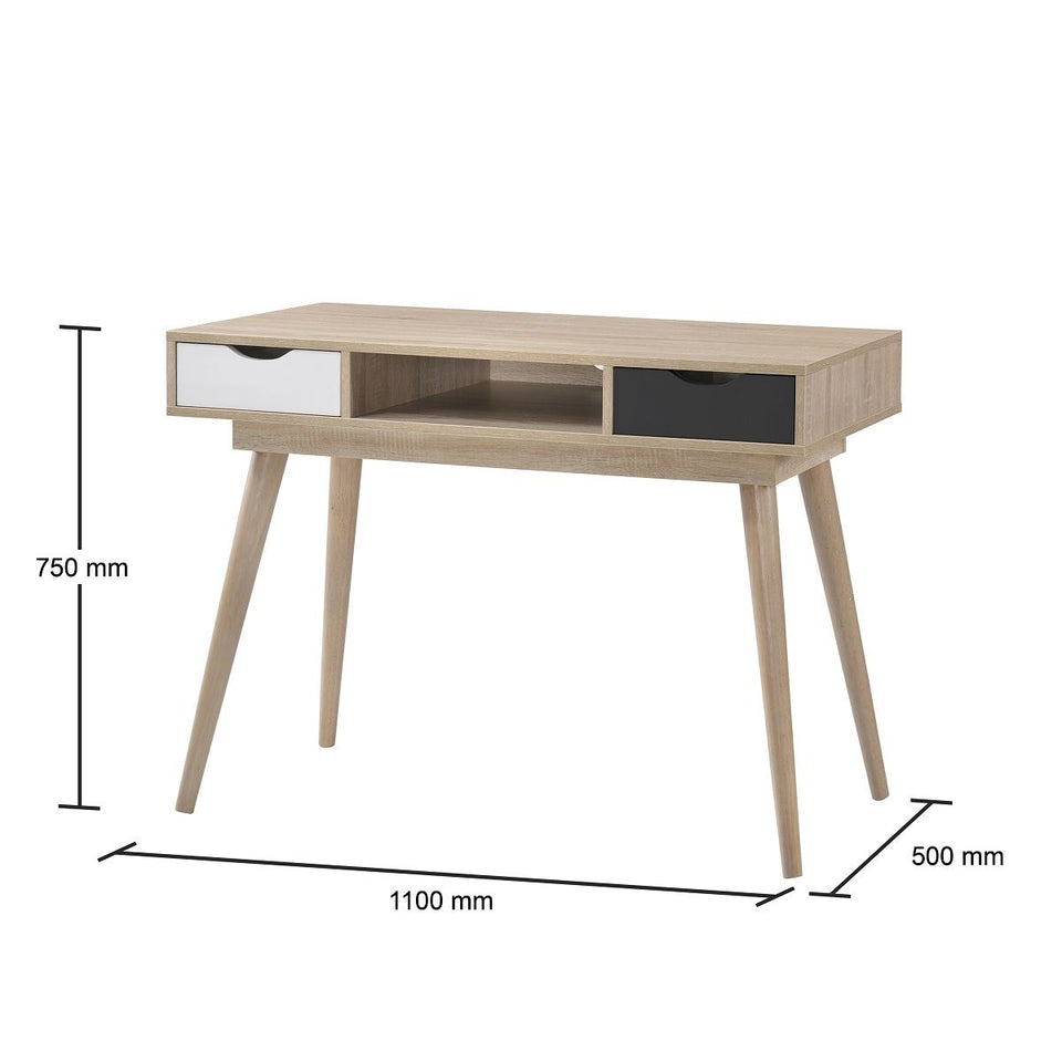Modern Home Office Desk with 2 Drawers – Sonoma Oak Finish
