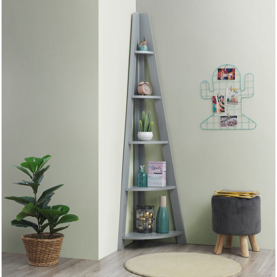 5 Tier Corner Ladder Shelving Storage Shelves  Bookcase Unit