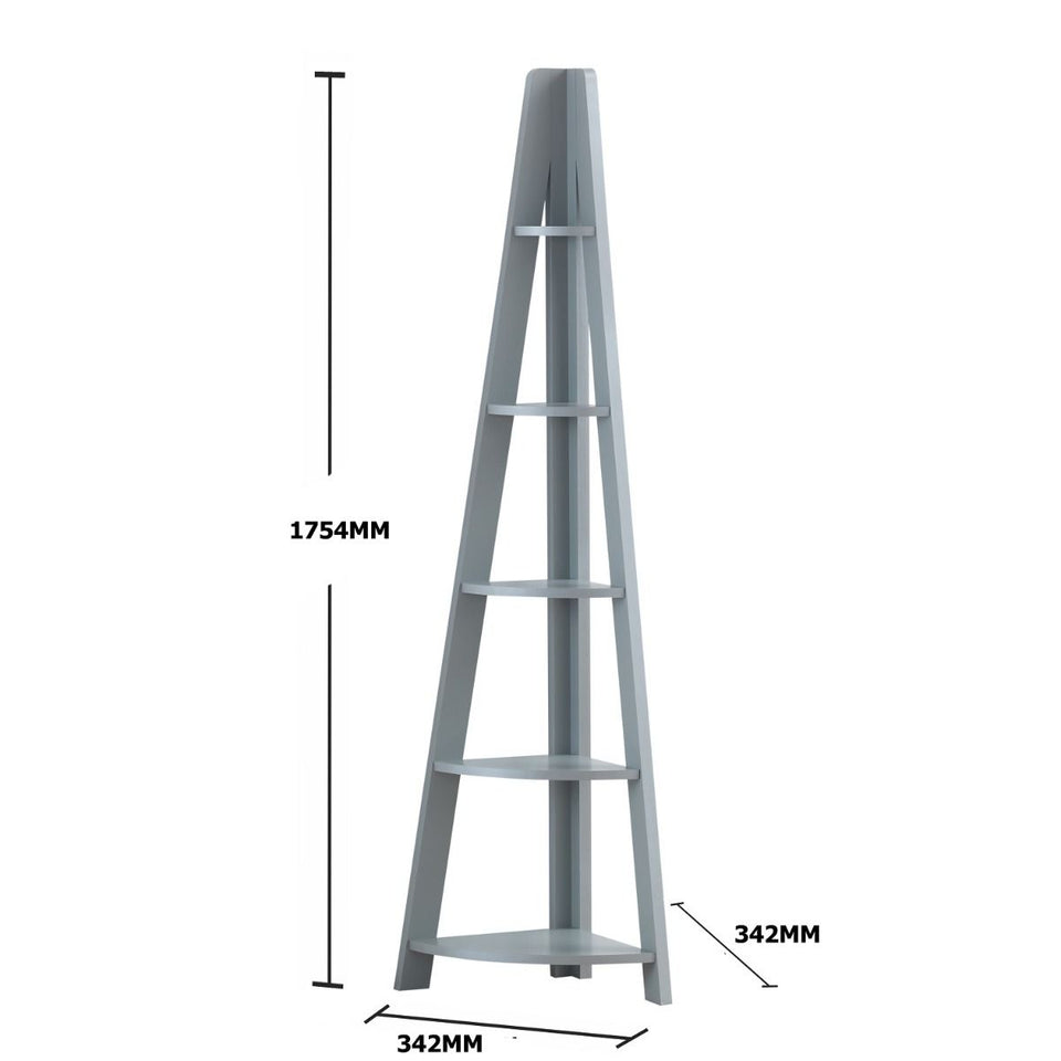 5 Tier Corner Ladder Shelving Storage Shelves  Bookcase Unit