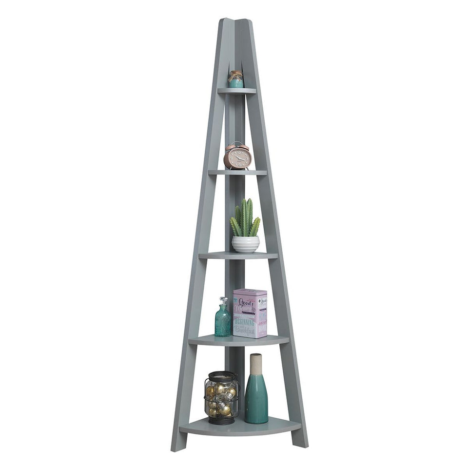 5 Tier Corner Ladder Shelving Storage Shelves  Bookcase Unit