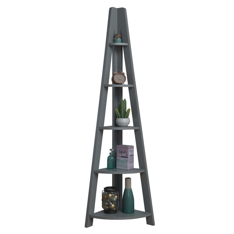 5 Tier Corner Ladder Shelving Storage Shelves  Bookcase Unit