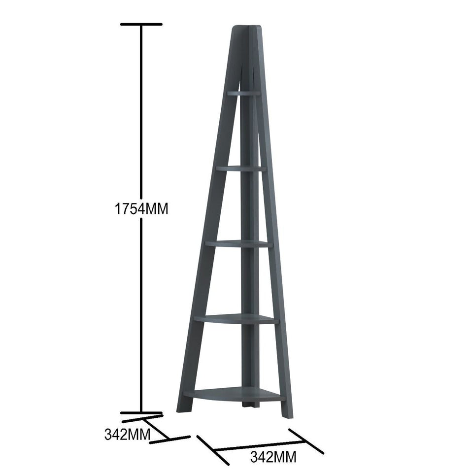 5 Tier Corner Ladder Shelving Storage Shelves  Bookcase Unit