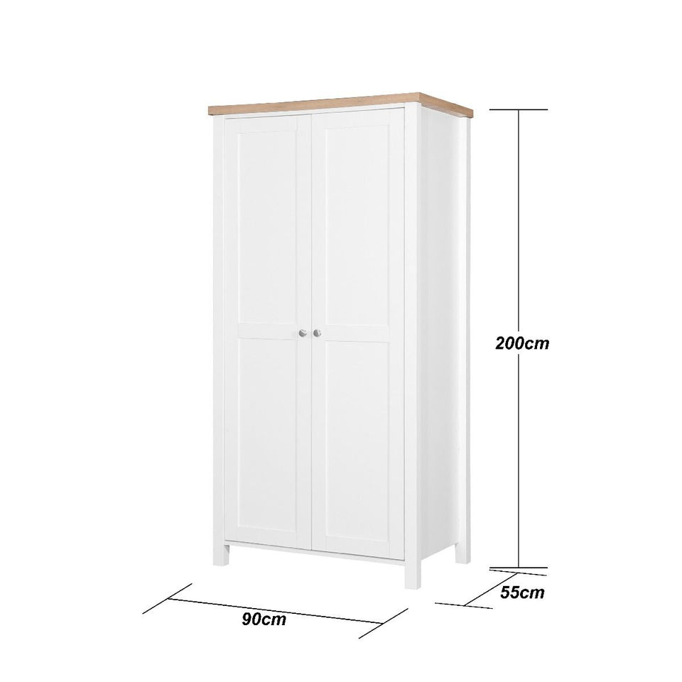 Agonmi 2 Door Wardrobe Storage with Hanging Rail and Shelving in White