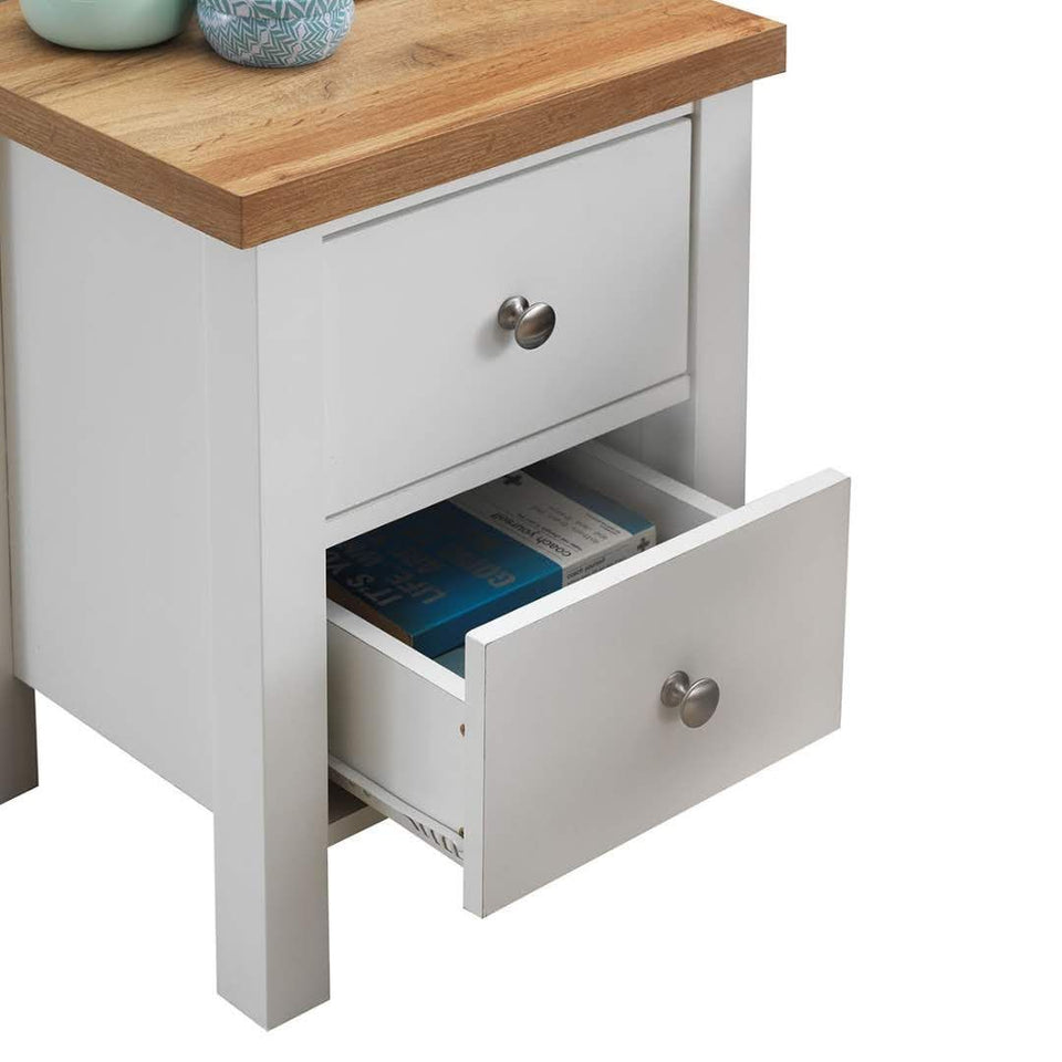 White Nightstand with 2 Drawers - Modern Bedside Table for Lamps, Shelf Storage, Bedroom Furniture