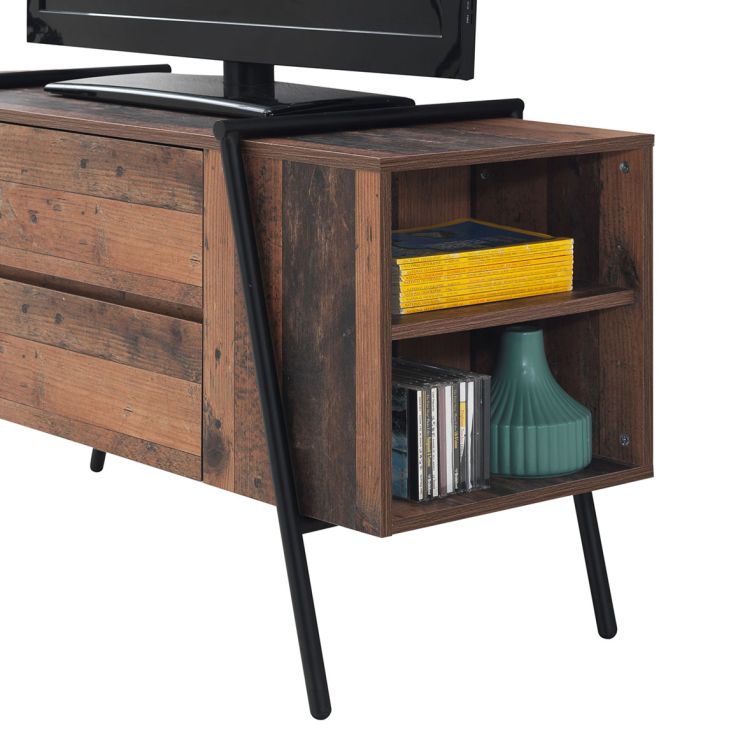 Modern Rustic TV Stand Cabinet with 2 Drawers and 4 Shelves – TV Unit for Living Room