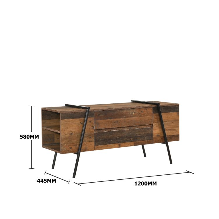 Modern Rustic TV Stand Cabinet with 2 Drawers and 4 Shelves – TV Unit for Living Room
