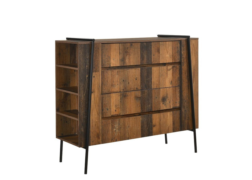 4 Drawer Chest of Drawers Bedroom Storage Cabinet with Metal Frame-  Rustic