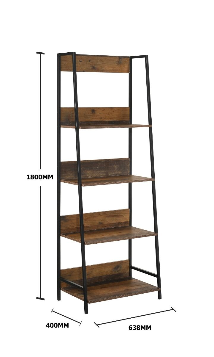 4-Tier Rustic Oak Bookcase Unit – Tier Shelving Storage Book Shelves for Home, Living Room and Office