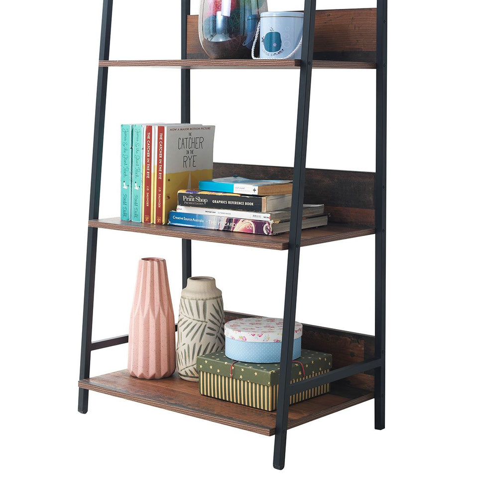 4-Tier Rustic Oak Bookcase Unit – Tier Shelving Storage Book Shelves for Home, Living Room and Office