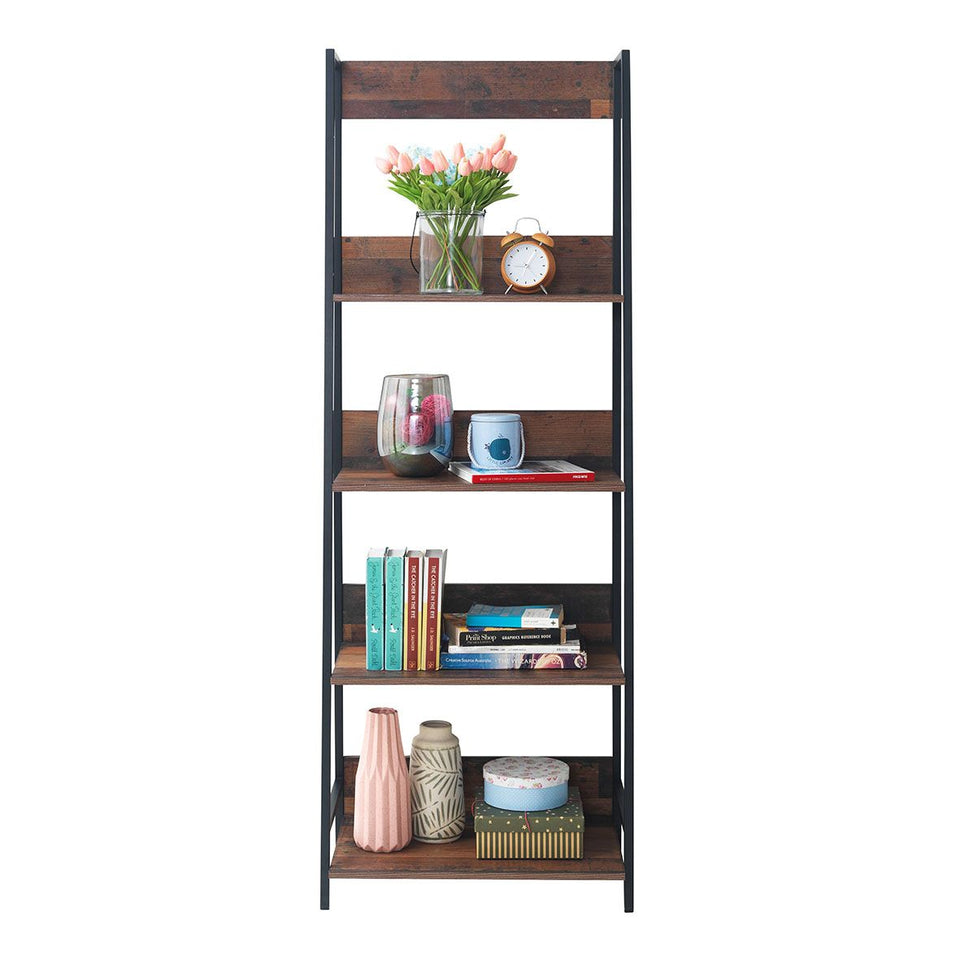 4-Tier Rustic Oak Bookcase Unit – Tier Shelving Storage Book Shelves for Home, Living Room and Office