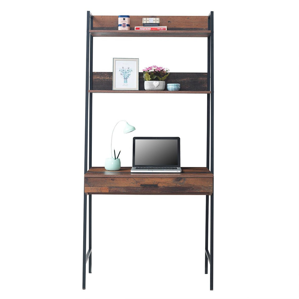 Rustic Oak Home Desk Table with 1 Drawer Study Office Computer Laptop Workstation