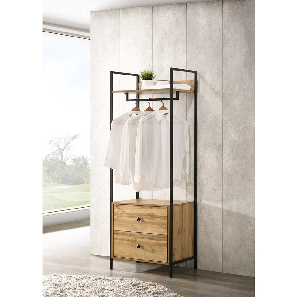 3 Piece Open Wardrobe Bedroom Furniture Set Wardrobe Drawers Metal Frame and Legs-– Stylish Storage Solution
