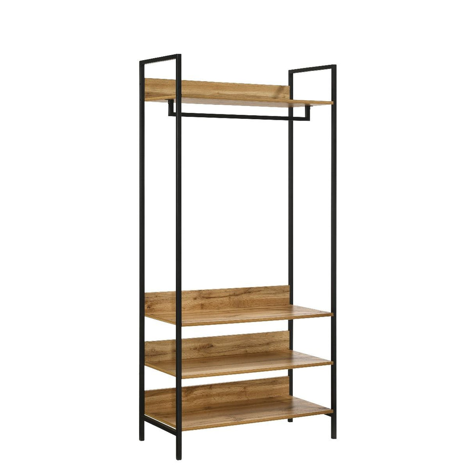 3 Piece Open Wardrobe Bedroom Furniture Set Wardrobe Drawers Metal Frame and Legs-– Stylish Storage Solution