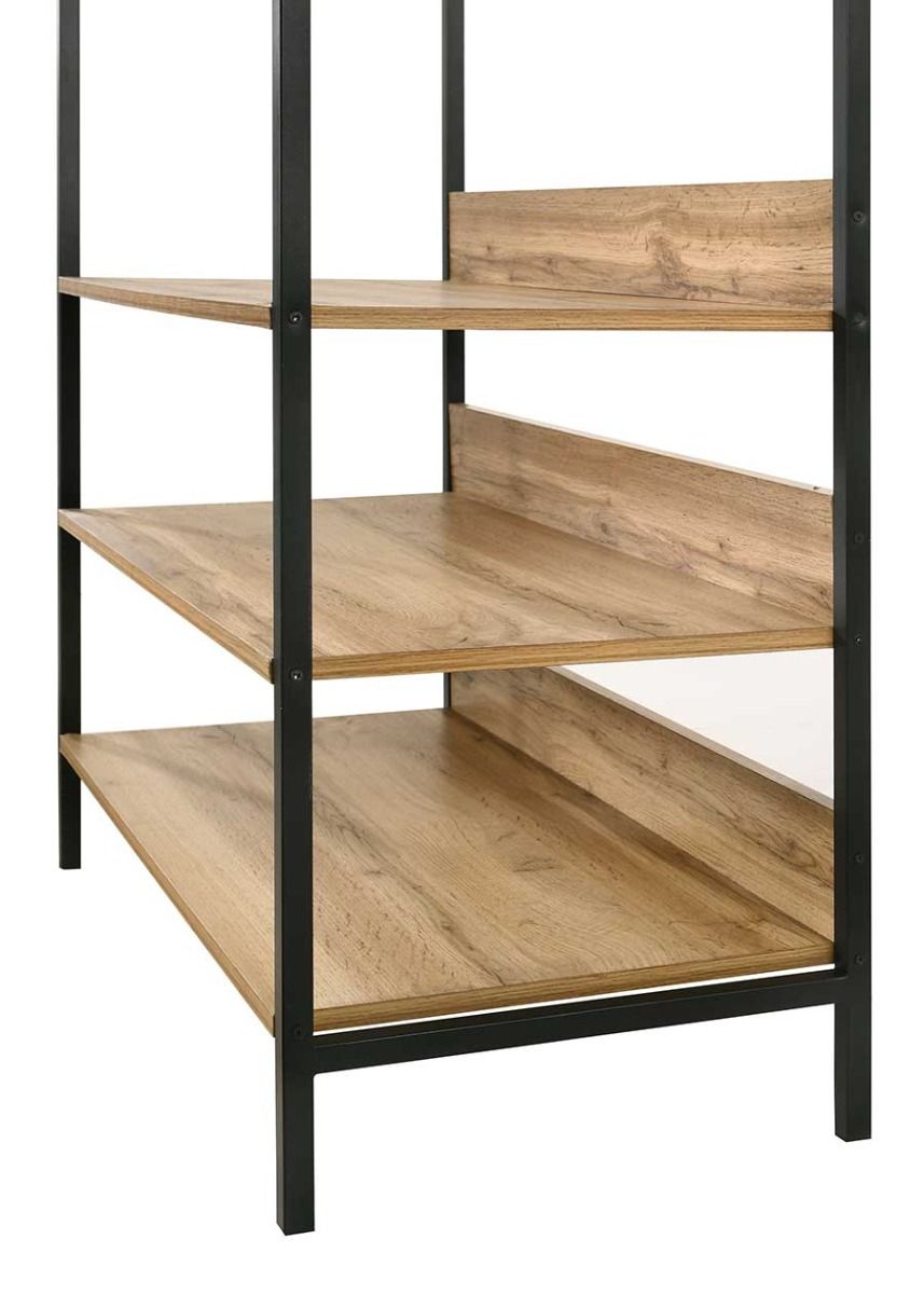 Open Wardrobe with 4 Shelves Wardrobe Storage with Hanging Rail for Small Space Solutions Oak Effect
