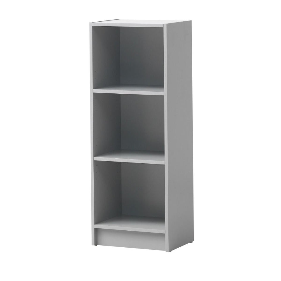 Medium Light Grey Bookcase – 3 Adjustable Shelves for Home and Office