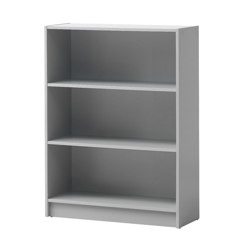 Low Wide Dark Grey Bookcase – 3 Adjustable Shelves for Storage