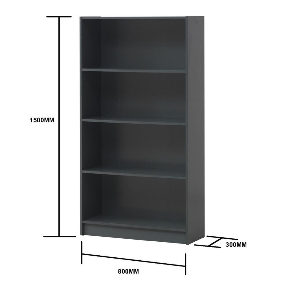 Modern Design Tall Bookcase 4 Tier Adjustable Shelves Unit.