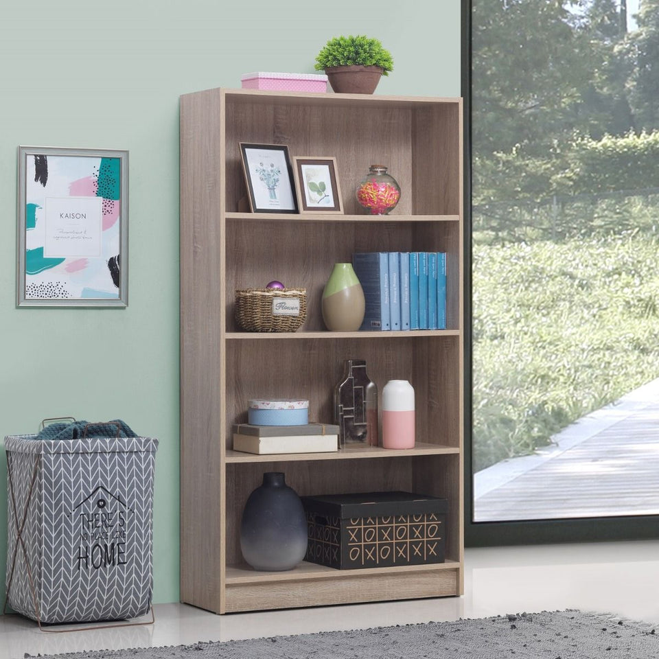 Modern Design Tall Bookcase 4 Tier Adjustable Shelves Unit.