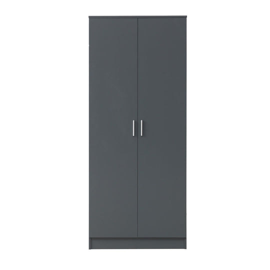 2 Door Wardrobe Storage Hanging Door Cupboard Hanging Rail and 1 interior Shelf