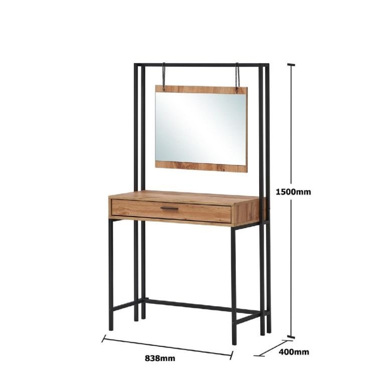 Dressing Table with Mirror Modern Makeup Vanity Table for Stylish Bedrooms- Wotan Oak