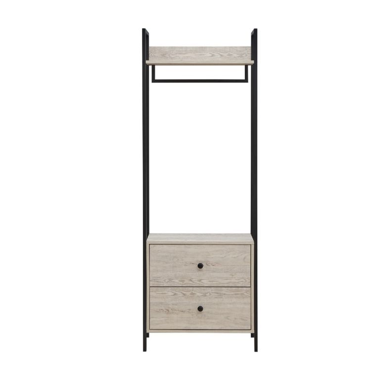 Open Wardrobe with 2 Drawers  2 Shelves – Wardrobe Storage with Hanging Space and Shelving