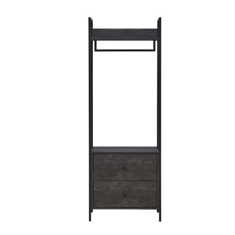 Open Wardrobe with 2 Drawers  2 Shelves – Wardrobe Storage with Hanging Space and Shelving
