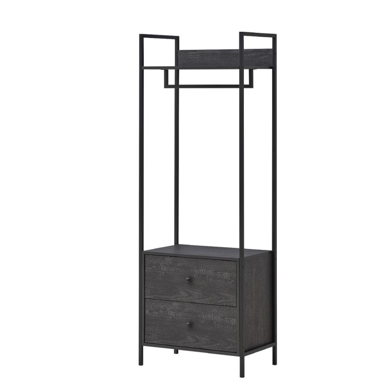 Open Wardrobe with 2 Drawers  2 Shelves – Wardrobe Storage with Hanging Space and Shelving